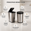 Kit 2 Lixeiras Premium em Inox com Tampa Click
