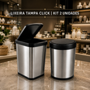 Kit 2 Lixeiras Premium em Inox com Tampa Click