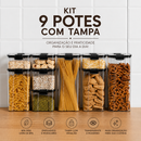 Kit 9 Potes de Acrílico Herméticos com Tampa