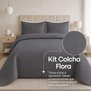 Kit Colcha Cobre Leito Flora Premium (1 Colcha + 2 Capas de Travesseiros)