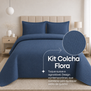 Kit Colcha Cobre Leito Flora Premium (1 Colcha + 2 Capas de Travesseiros)