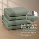 Jogo De Lençol 4 Peças com Renda Inglesa Premium