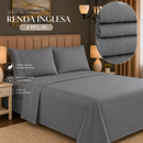 Jogo De Lençol 4 Peças com Renda Inglesa Premium