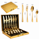 Jogo de Talheres Luxo em Inox Dourado – 24 Peças