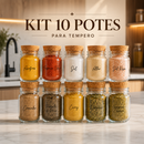 Kit 10 Potes para Tempero + Brinde 28 Etiquetas