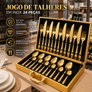 Jogo de Talheres Luxo em Inox Dourado – 24 Peças