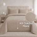 Kit Colcha Cobre Leito Flora Premium + Brinde 2 Capas de Travesseiros