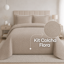 Kit Colcha Cobre Leito Flora Premium + Brinde 2 Capas de Travesseiros