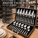 Jogo de Talheres Luxo 24 Peças em Aço Inox + Maleta de Brinde
